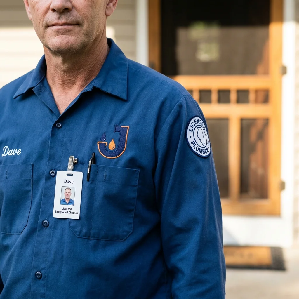 Licensed plumber showing ID badge in Gordonsville, TN