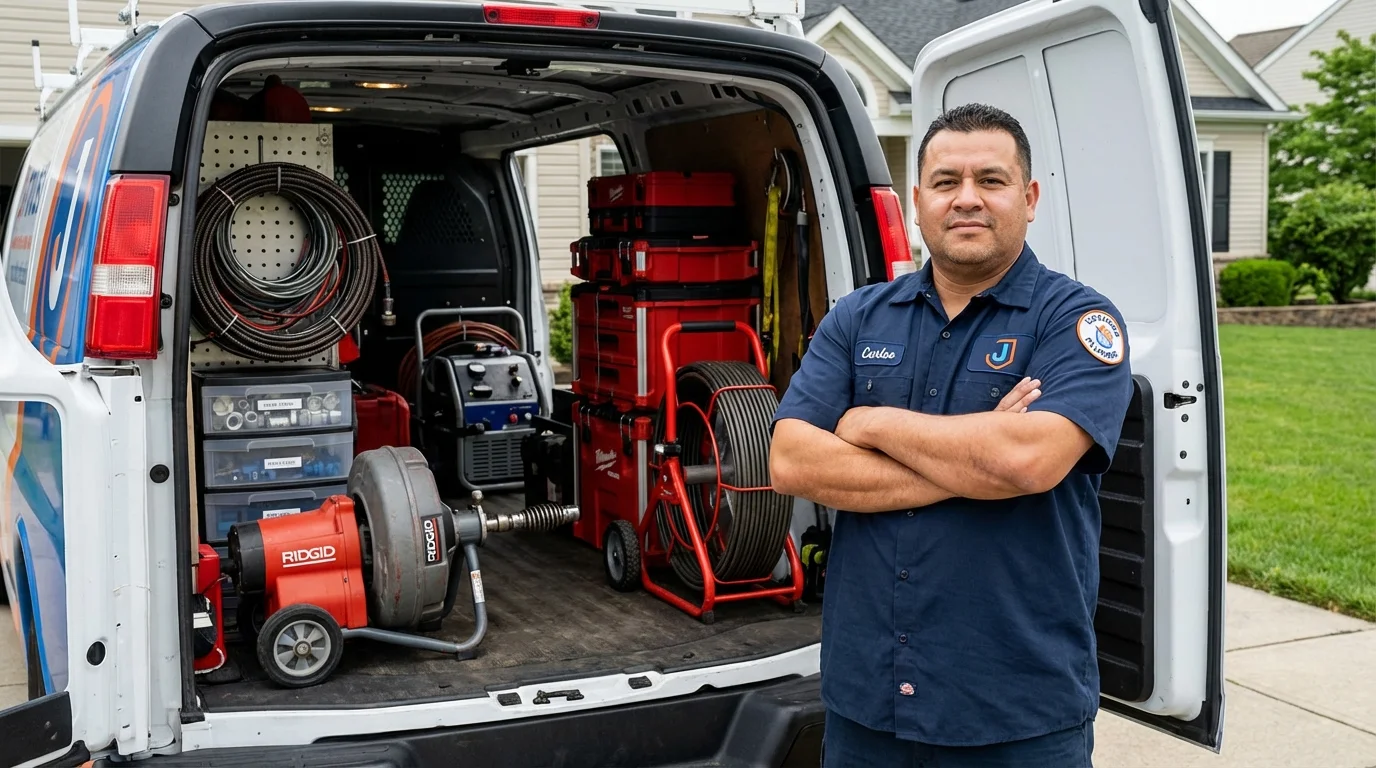 Professional drain cleaning equipment and Johns Plumbing LLC plumber in Gordonsville