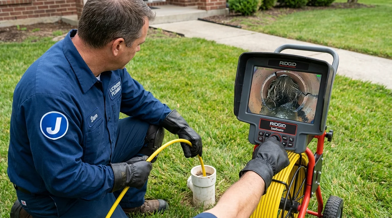 Sewer camera inspection being performed by Johns Plumbing LLC in Gordonsville